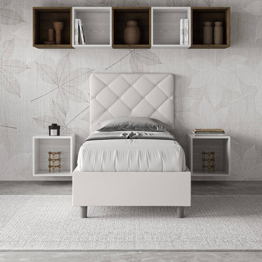 Letto singolo contenitore imbottito similpelle Priya