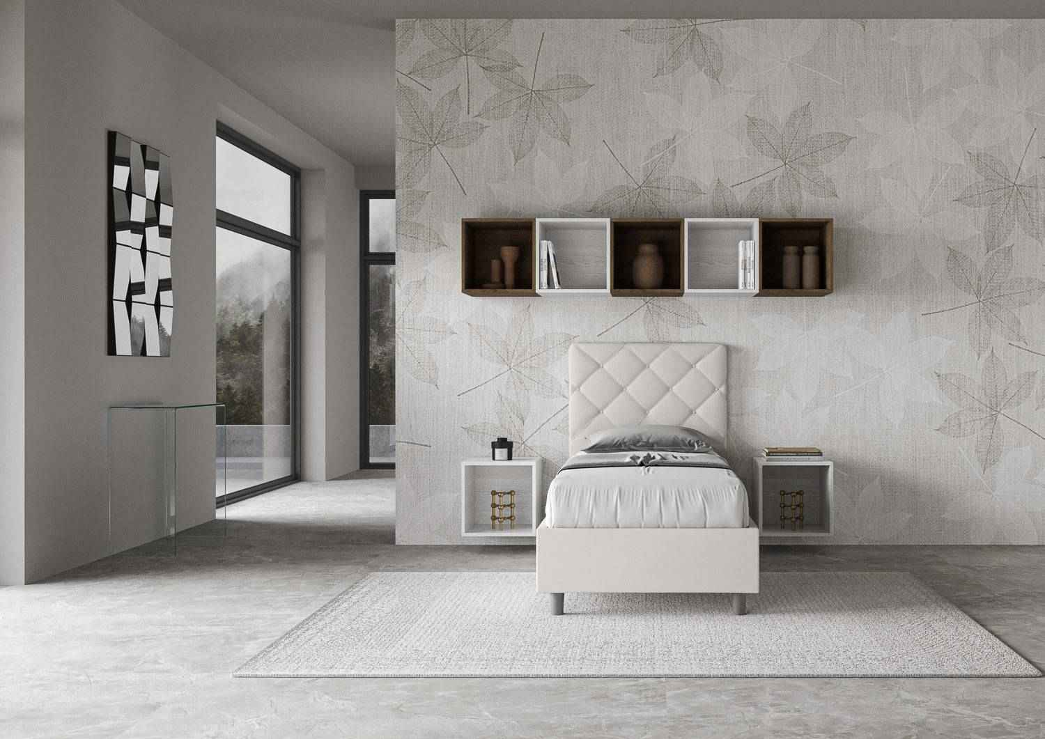 Letto singolo imbottito similpelle Priya