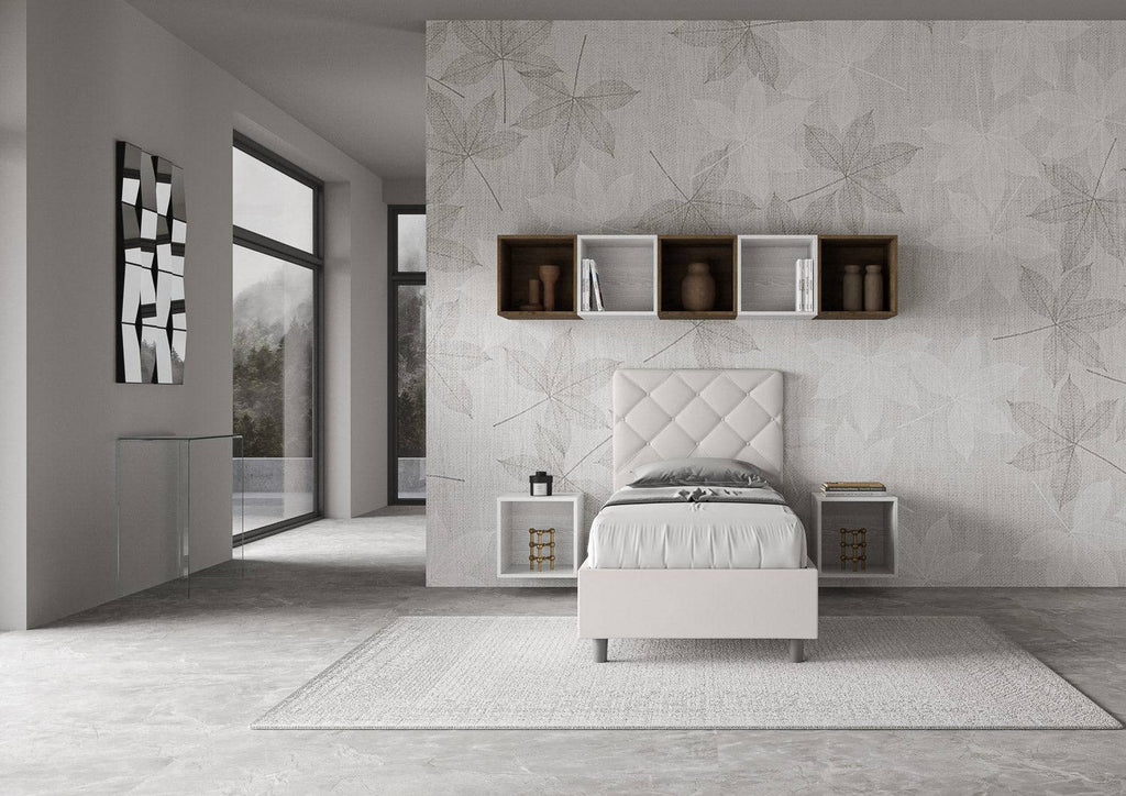 Letto singolo contenitore imbottito similpelle Priya