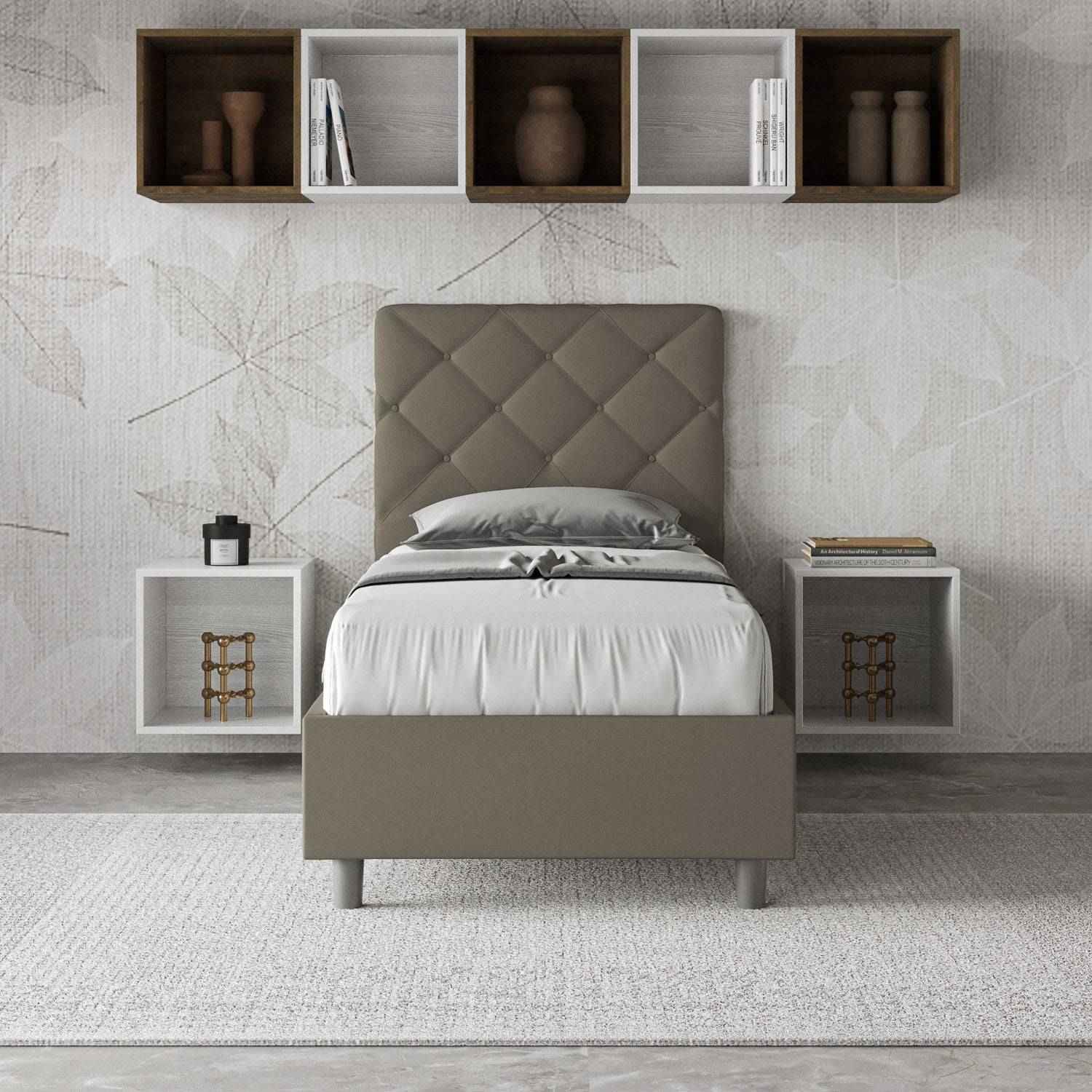 Letto singolo contenitore imbottito similpelle Priya
