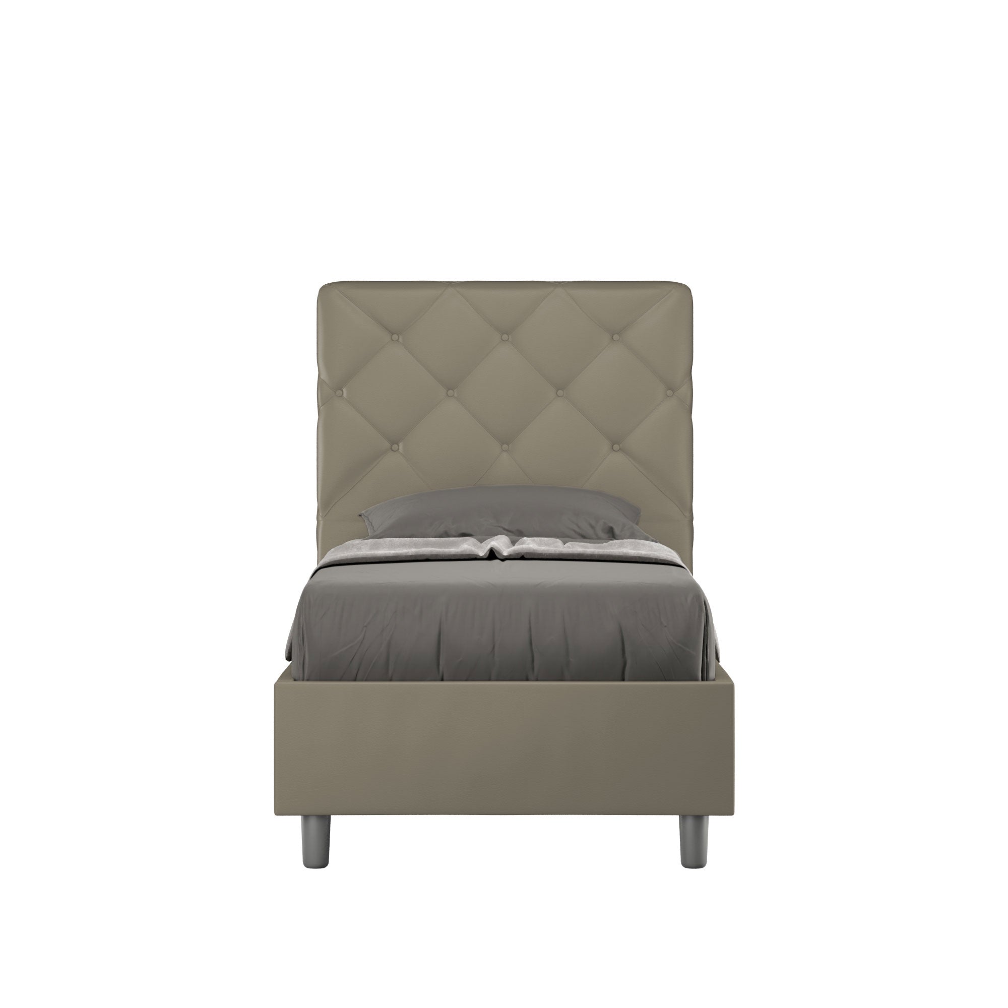 Letto Singolo 80x210 Priya in Similpelle con Contenitore - L.95xP.230 H.122 cm, Made in Italy