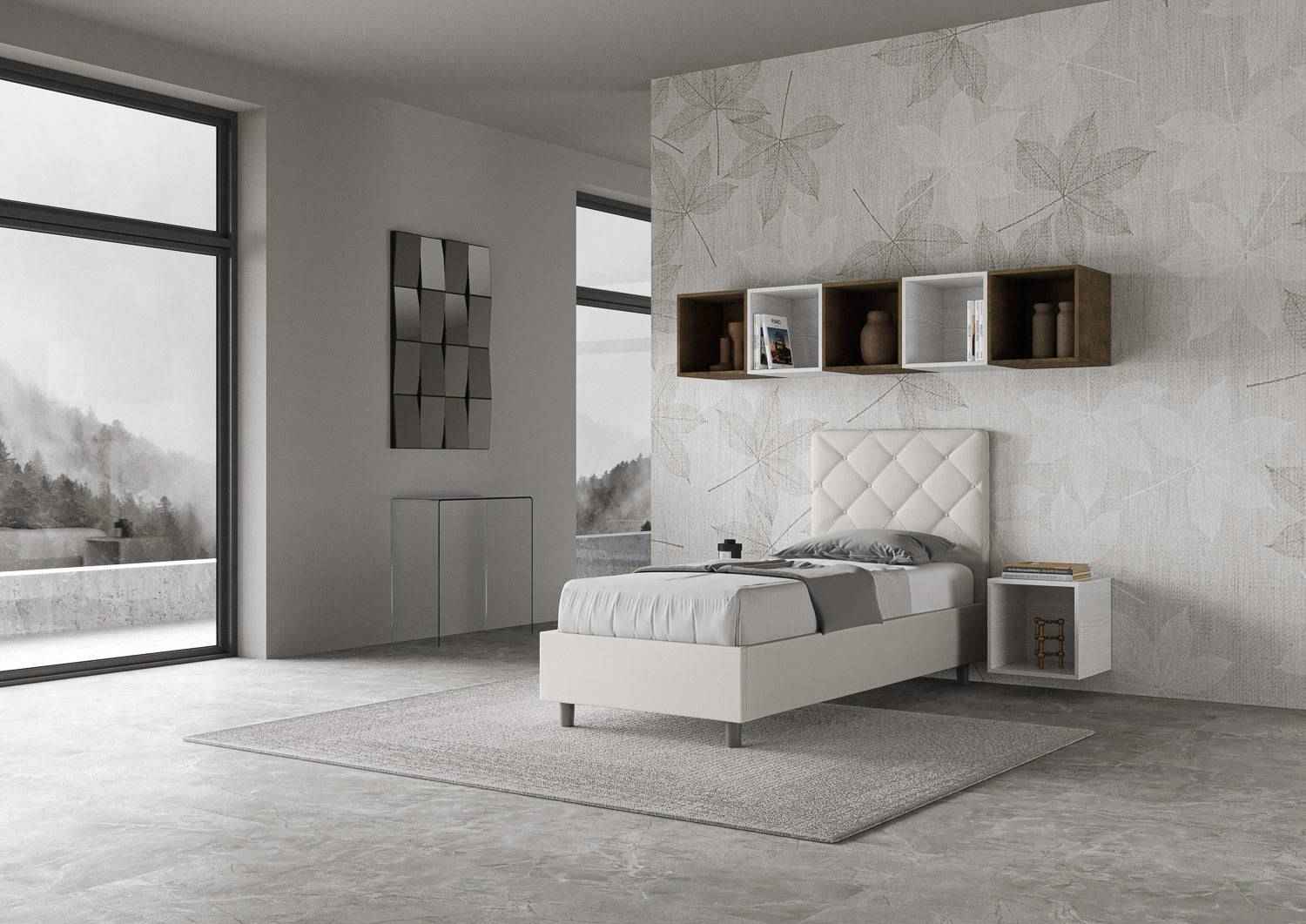 Letto singolo imbottito similpelle Priya