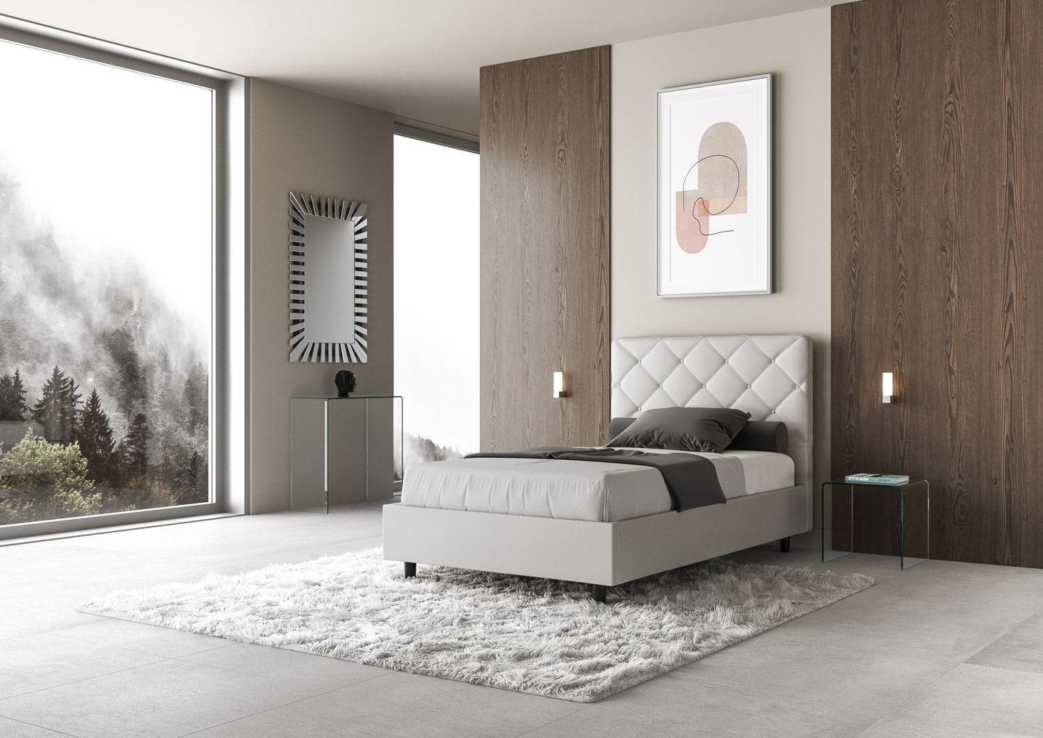Letto singolo contenitore imbottito similpelle Priya