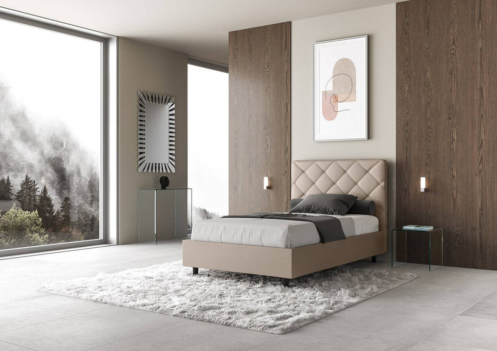 Letto singolo contenitore imbottito similpelle Priya