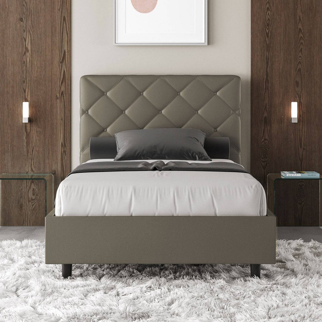 Letto singolo contenitore imbottito similpelle Priya