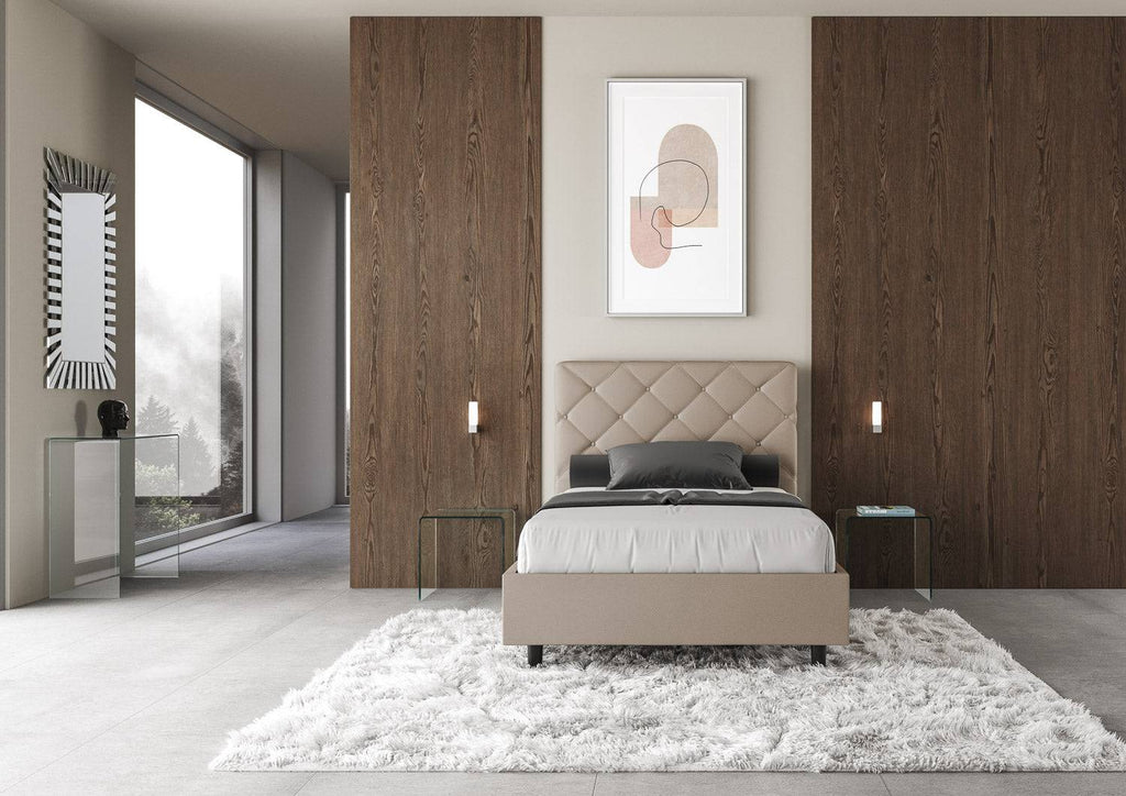 Letto singolo contenitore imbottito similpelle Priya