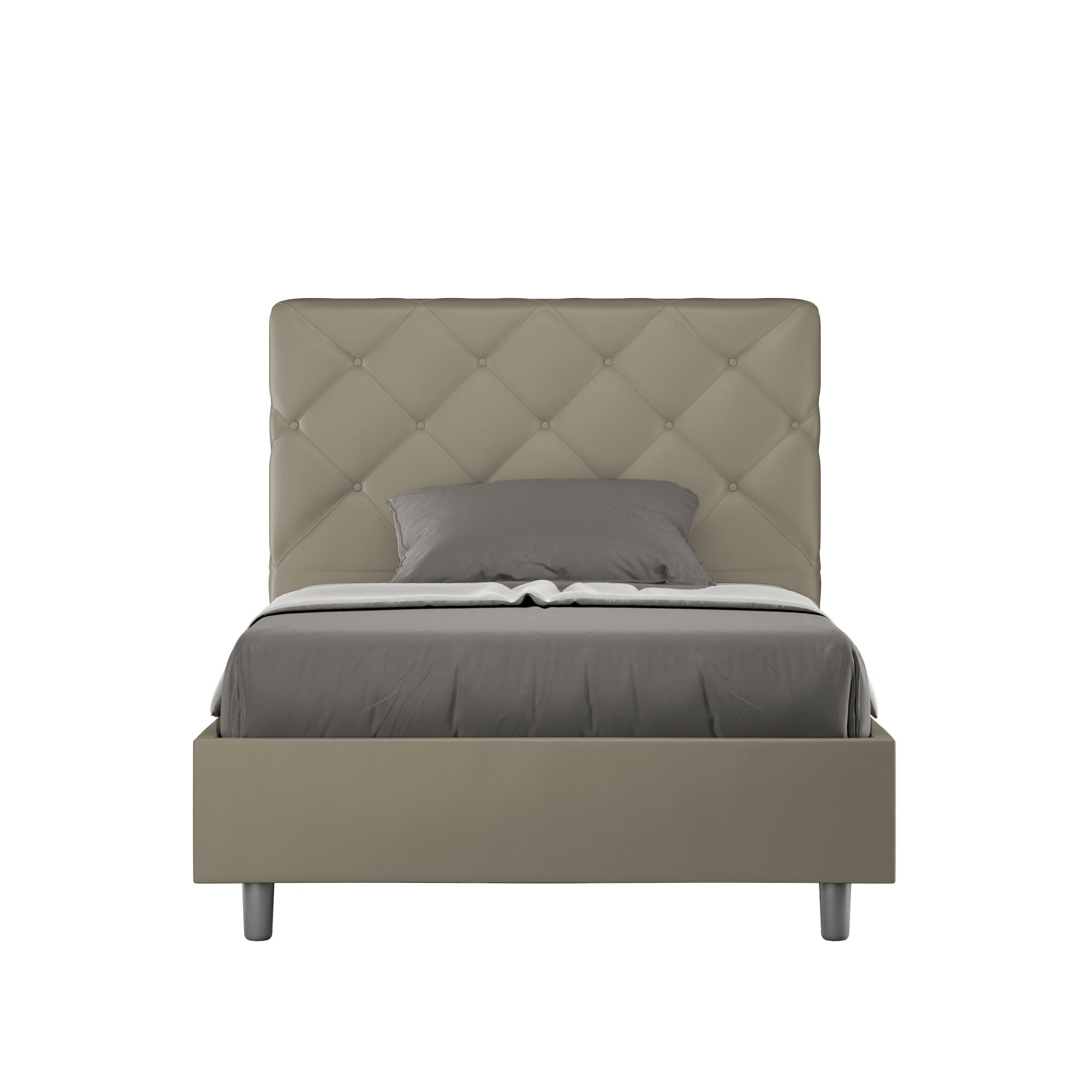 Letto singolo contenitore imbottito similpelle Priya