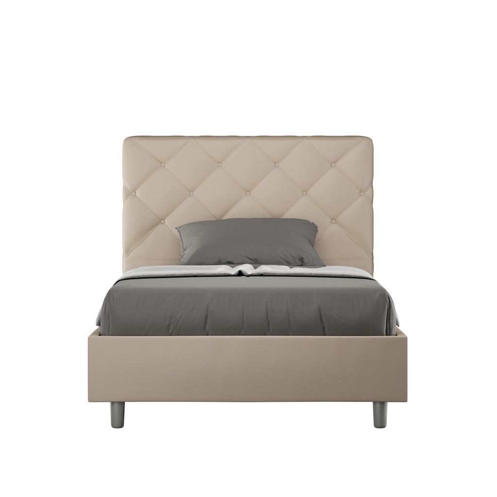 Letto singolo contenitore imbottito similpelle Priya