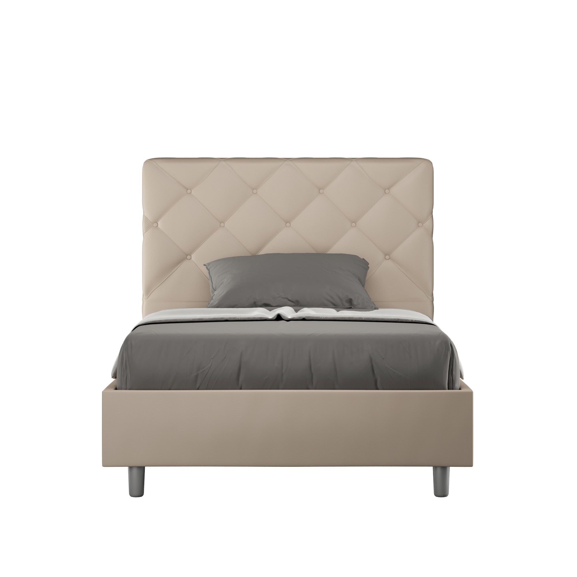 Letto singolo contenitore imbottito similpelle Priya