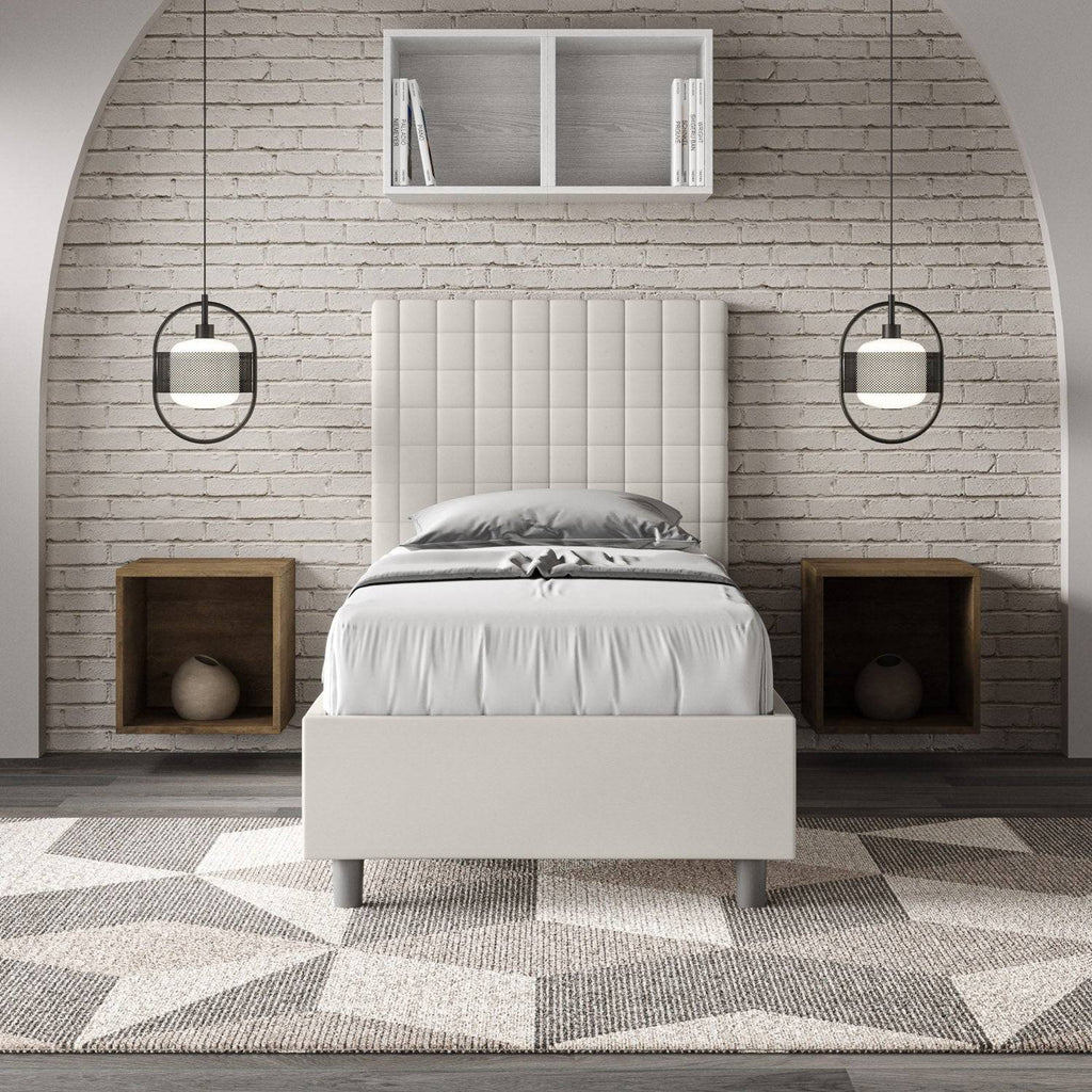 Letto singolo contenitore imbottito similpelle Sunny