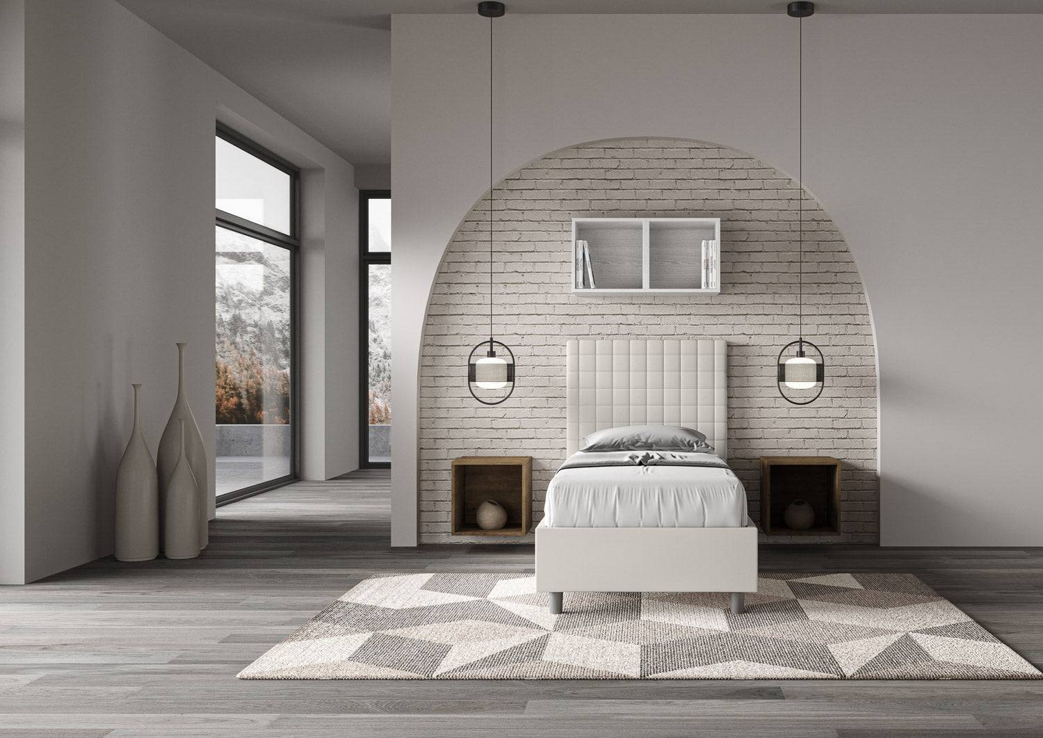 Letto Singolo 80x190 Sunny in Similpelle con Contenitore - L.95xP.210 H.122 cm, Made in Italy