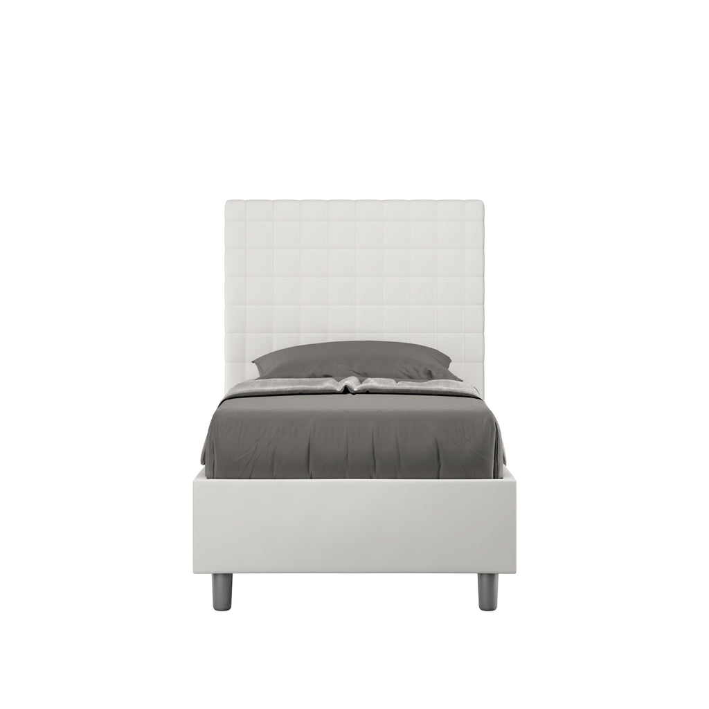 Letto Singolo 80x190 Sunny in Similpelle con Contenitore - L.95xP.210 H.122 cm, Made in Italy