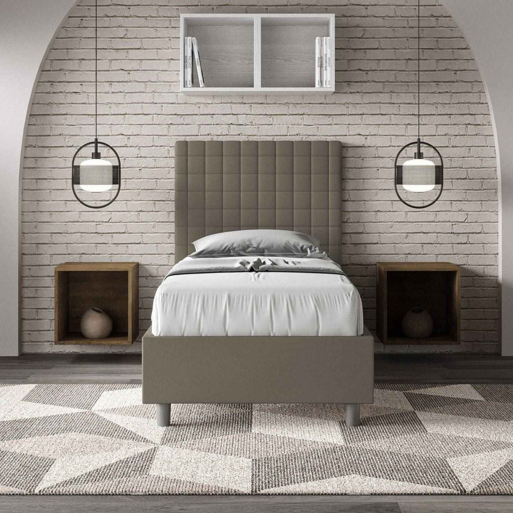 Letto singolo contenitore imbottito similpelle Sunny