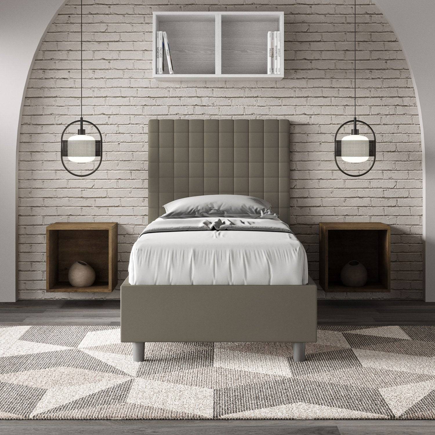 Letto singolo imbottito similpelle Sunny