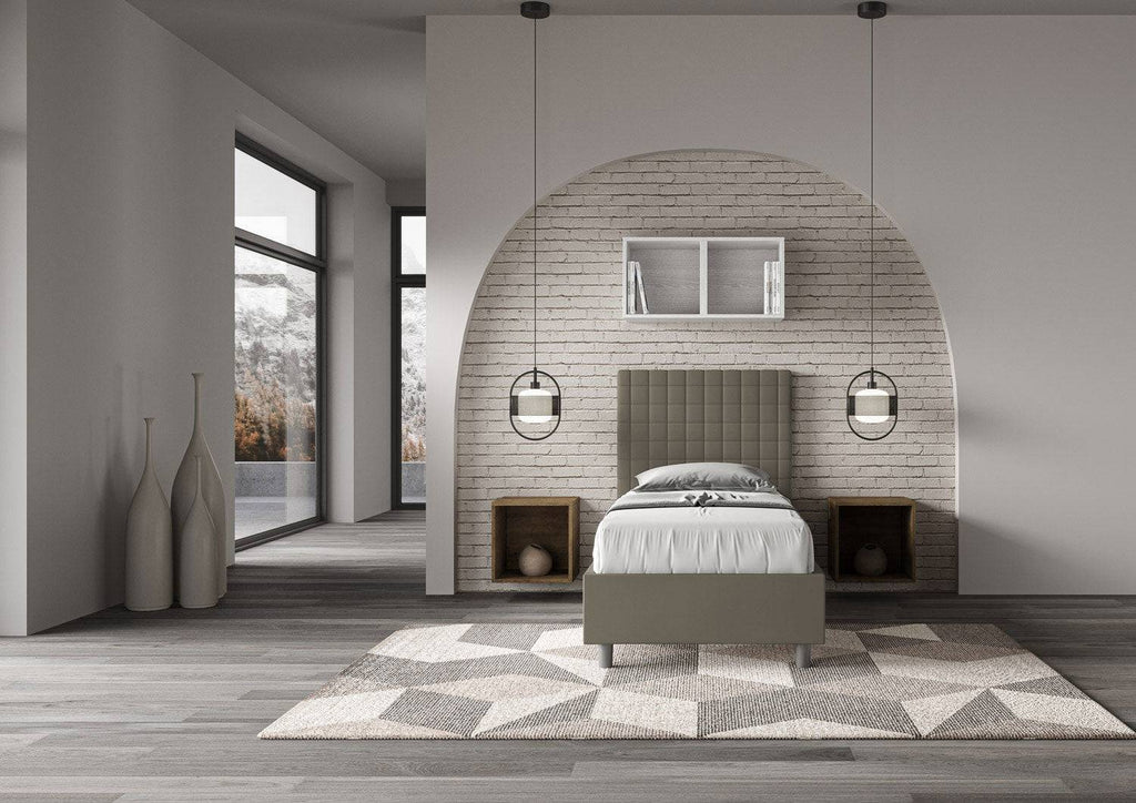 Letto singolo contenitore imbottito similpelle Sunny