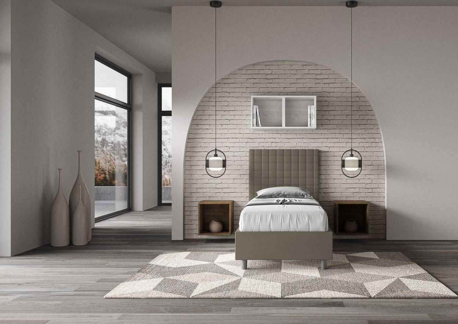 Letto singolo contenitore imbottito similpelle Sunny