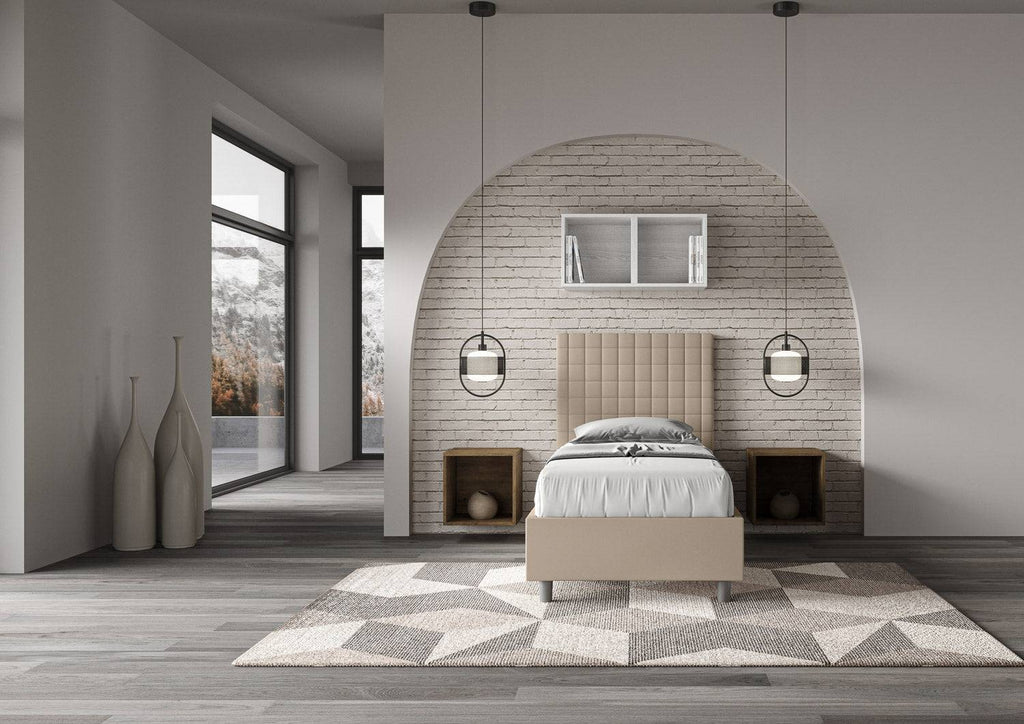 Letto Singolo 80x190 Sunny in Similpelle con Contenitore - L.95xP.210 H.122 cm, Made in Italy