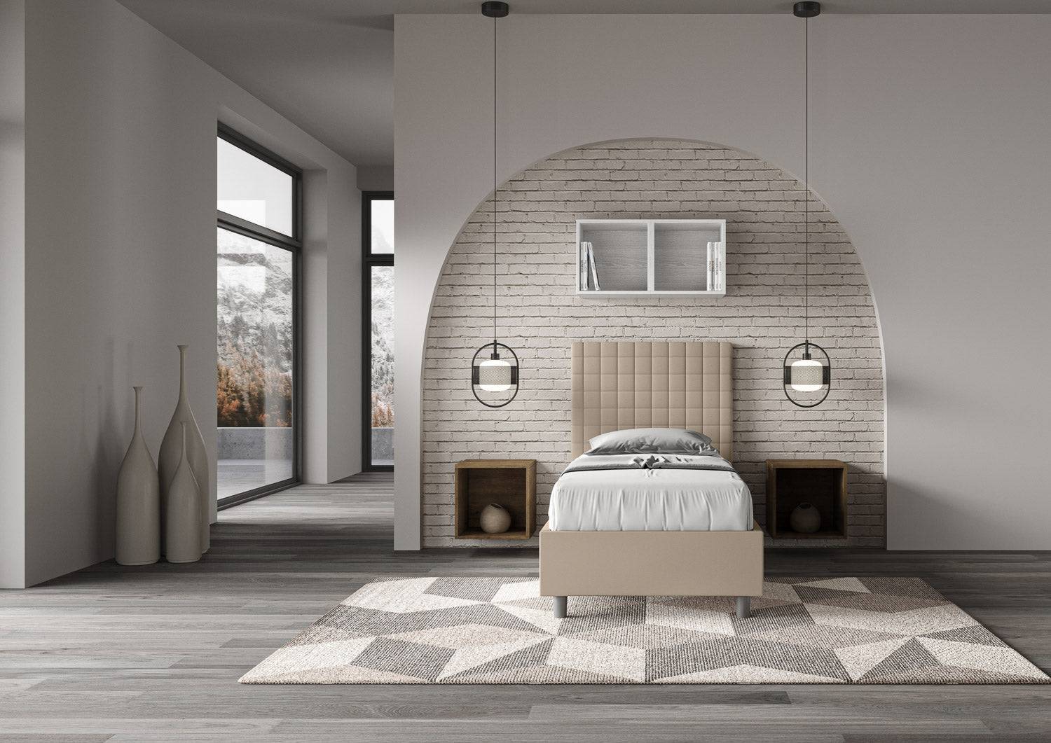 Letto singolo imbottito similpelle Sunny