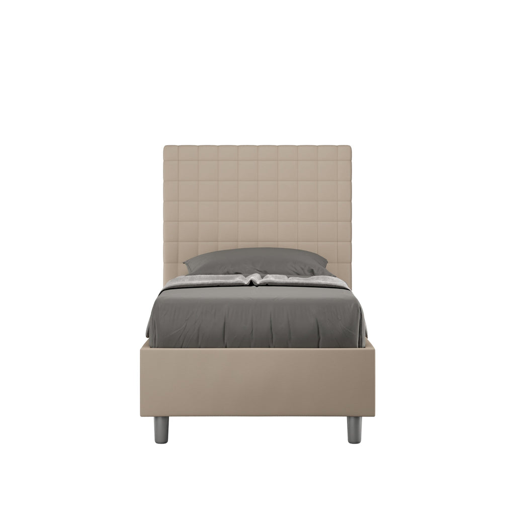 Letto singolo contenitore imbottito similpelle Sunny