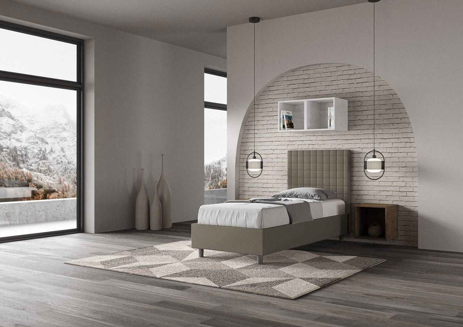Letto singolo contenitore imbottito similpelle Sunny