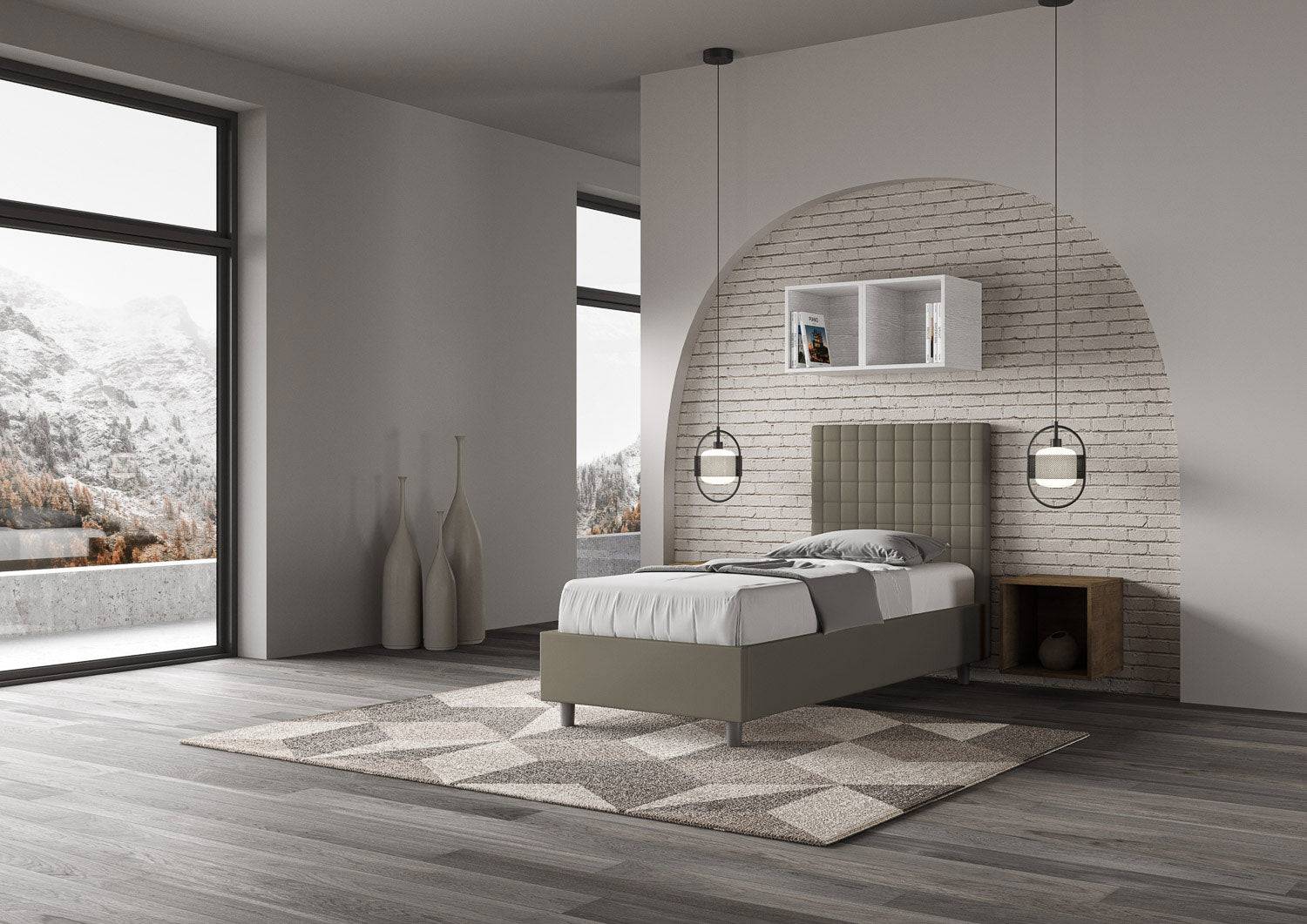 Letto singolo imbottito similpelle Sunny