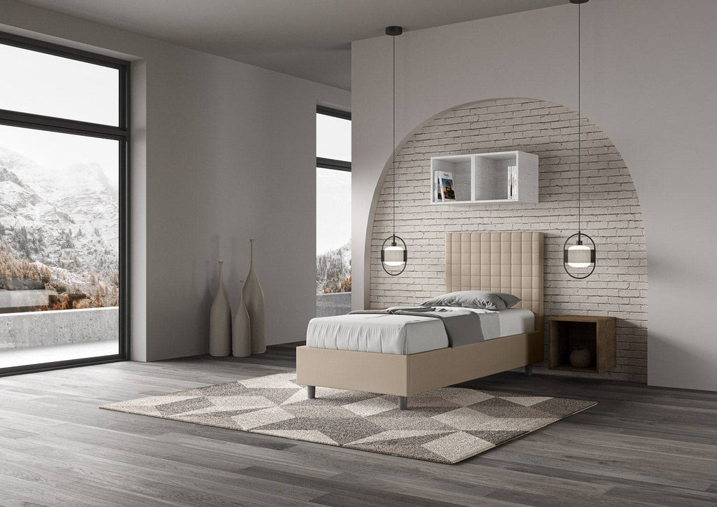 Letto singolo contenitore imbottito similpelle Sunny