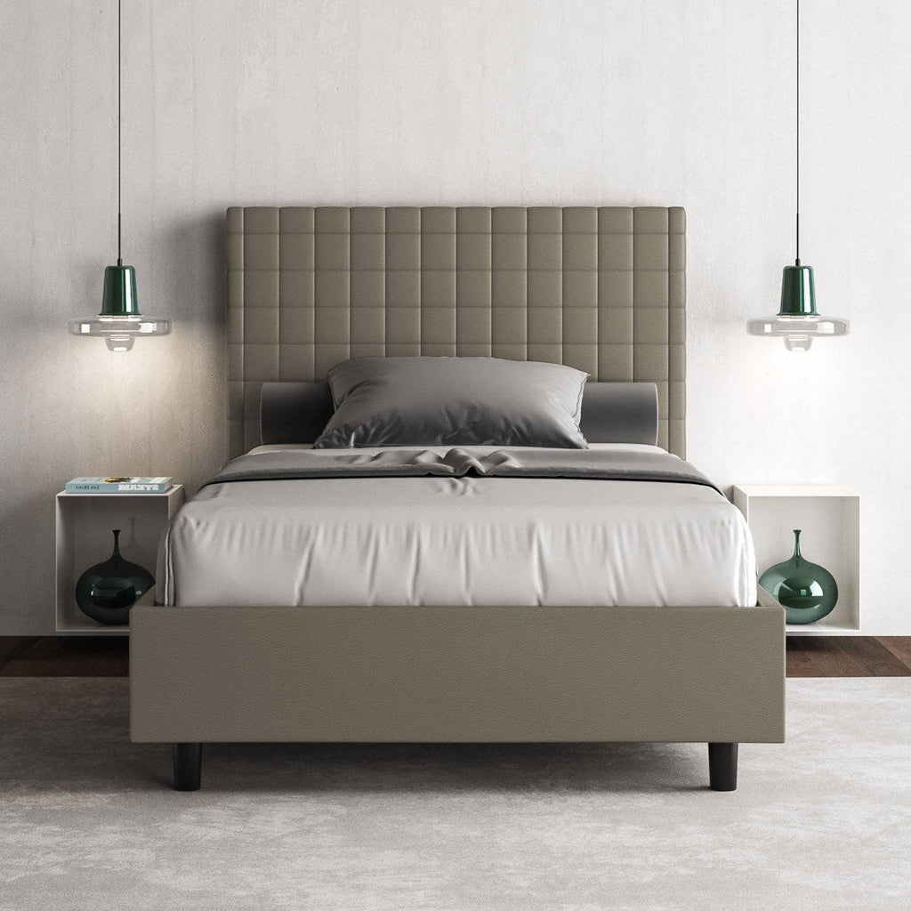 Letto singolo contenitore imbottito similpelle Sunny