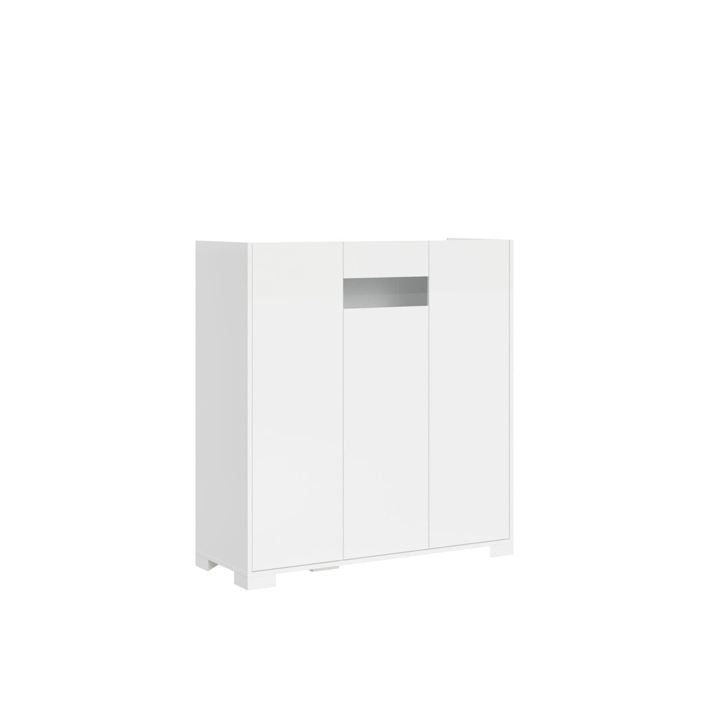 Madia e Credenza alta con Porta TV Riflesso bianco lucido e cashmere