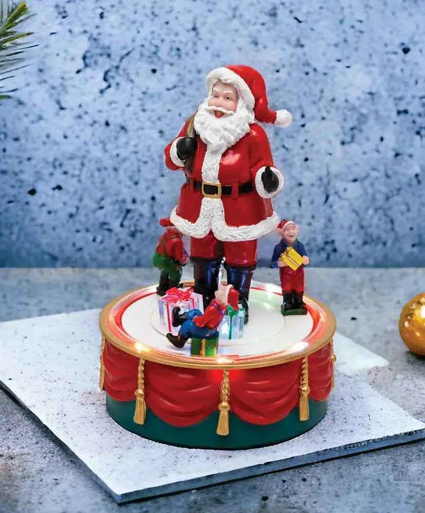 Babbo Natale Rotante con Elfi e Musica RGB – Lotti