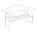 Panca da giardino Annette in acciaio verniciato a polvere bianco antico - Dimensioni: cm 128 x 40 x 93 h