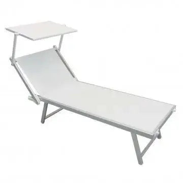 Lettino Bari Bianco: Alluminio e Textilene, cm 181x61x38