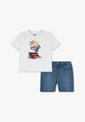 Levi's Kids Skater completo Tee & Denim - T-shirt con stampa - 6EP629-W1T bianco