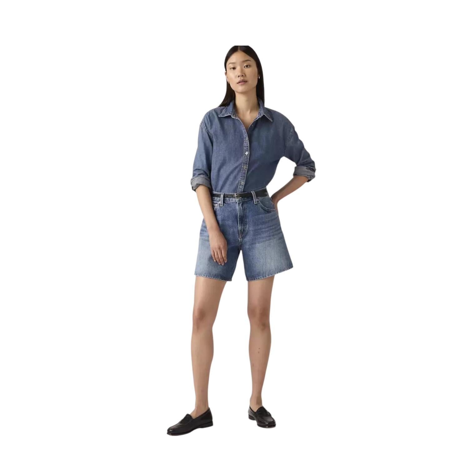 Levi's Short Oversize Vita Alta A93110005 Worn Memory Blu Donna