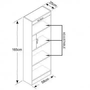 Libreria Line Bianca, 60x24x170