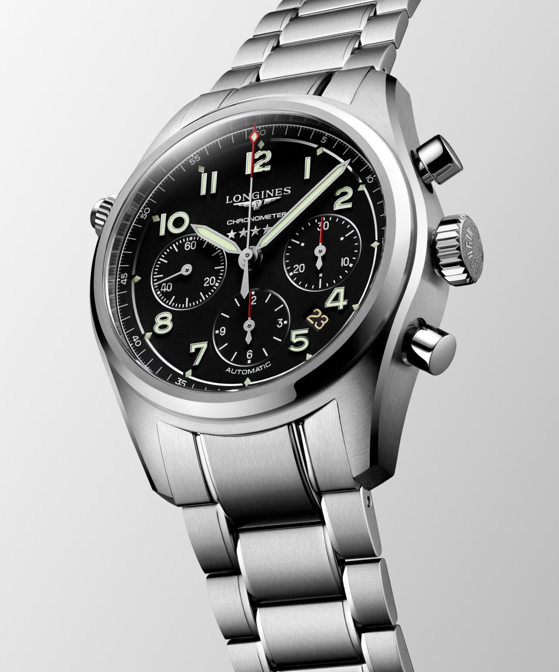 Longines Spirit Chronograph – Orologio automatico Swiss Made, quadrante nero, cassa 42mm – L3.820.4.53.6