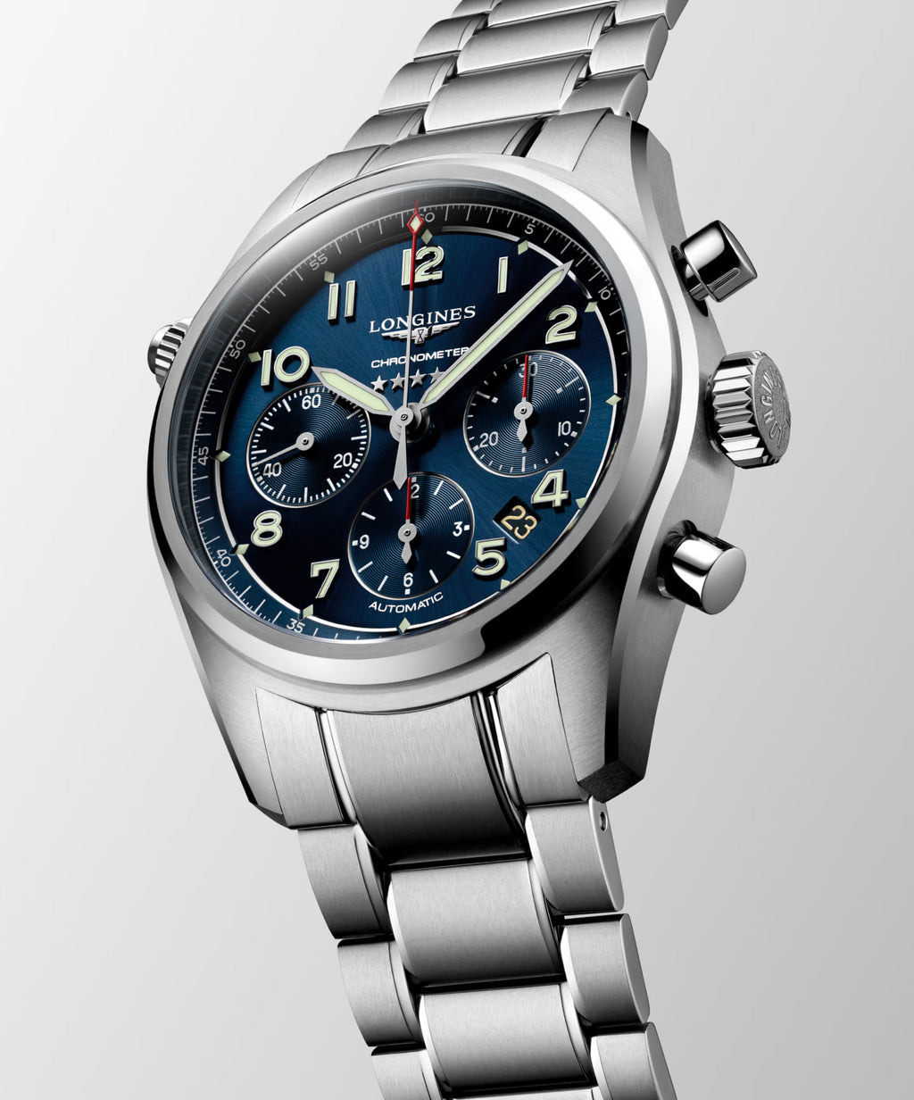 Longines Spirit Chronograph – Orologio automatico Swiss Made, quadrante blu, cassa 42mm – L3.820.4.93.6