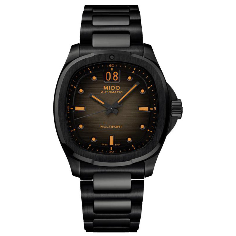 Mido orologio Multifort TV Big Date 40mm grigio automatico acciaio finitura PVD nero M049.526.33.081.00