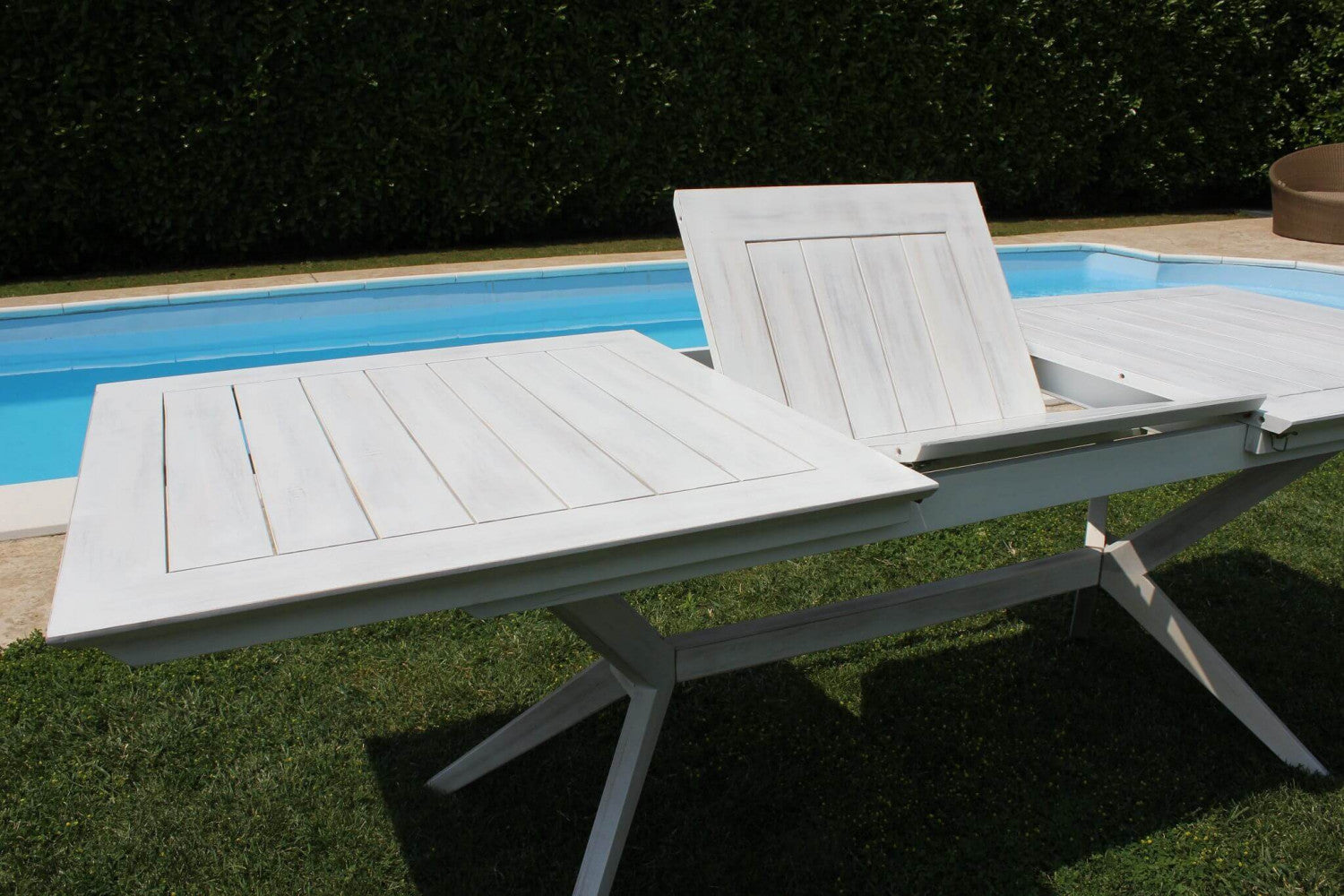 Tavolo Bali allungabile in legno di acacia - Bianco 180/240 x 90