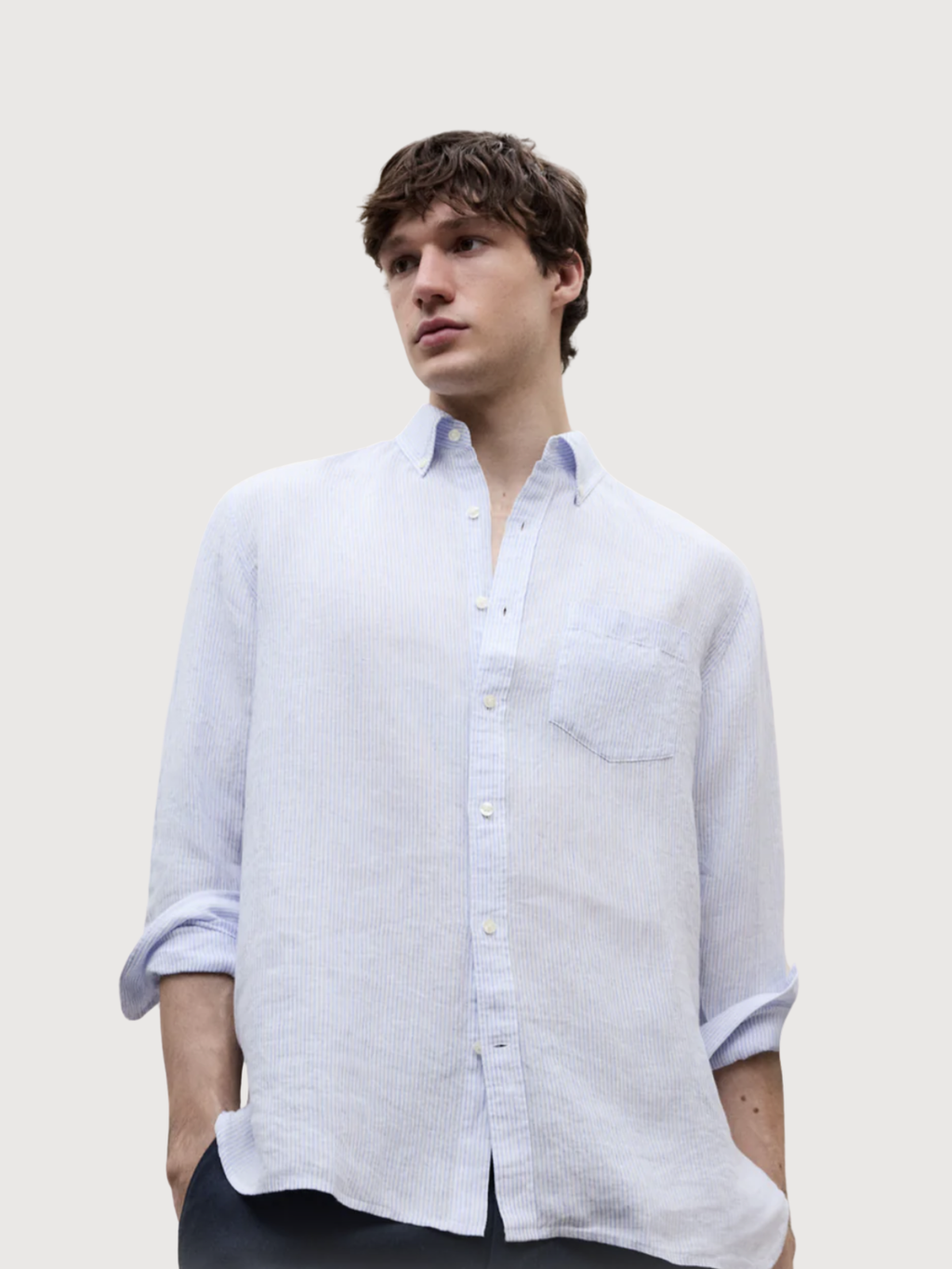 ADAN SHIRT MAN White Sky Blue Stripes | ECOALF