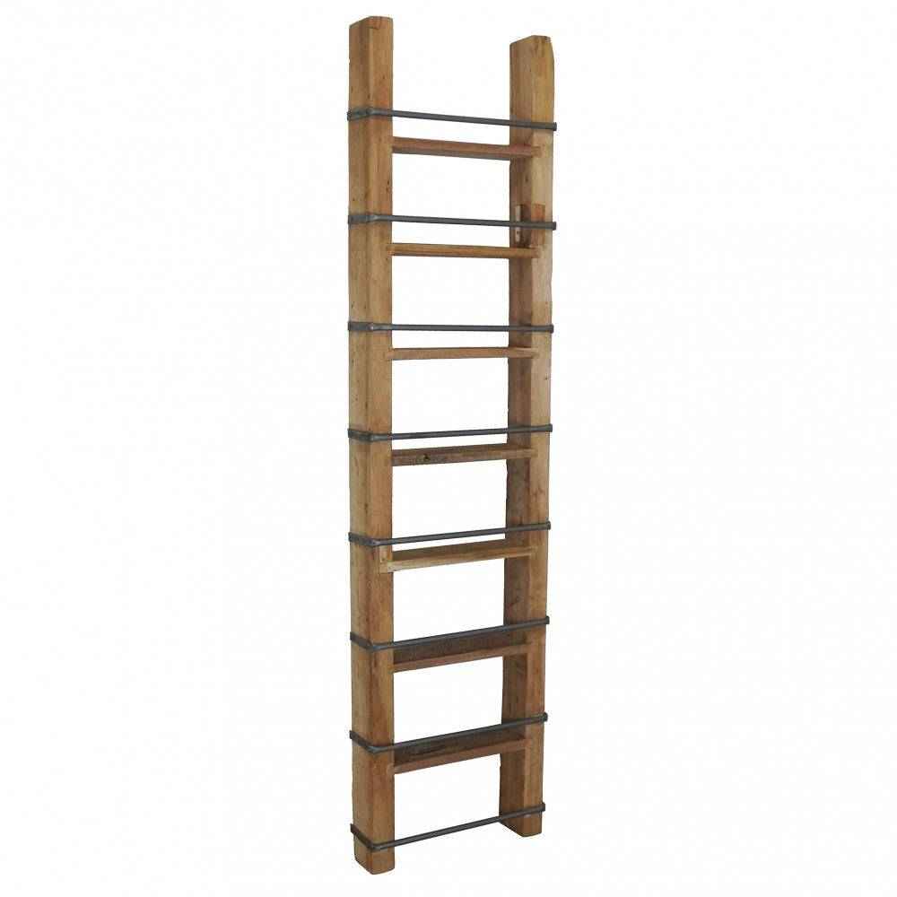Libreria MOBILE CHARLES - Legno Riciclato, Marrone, 41x11x165cm