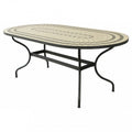 Tavolo Ovale Dedalo 200x100 - Piano Mosaico Beige e Antracite, Base in Ferro