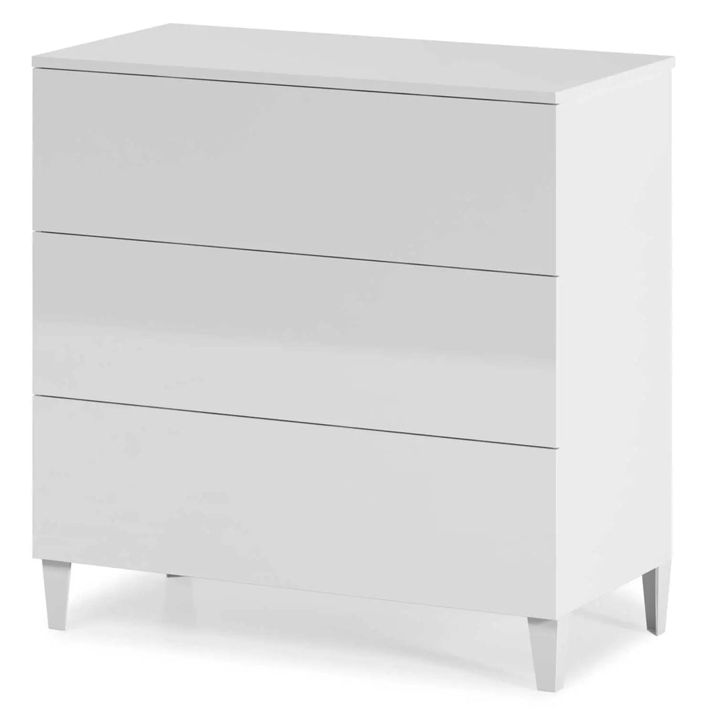 Cassettiera Moderna 3 Cassetti Bianco Lucido 80x40x80h