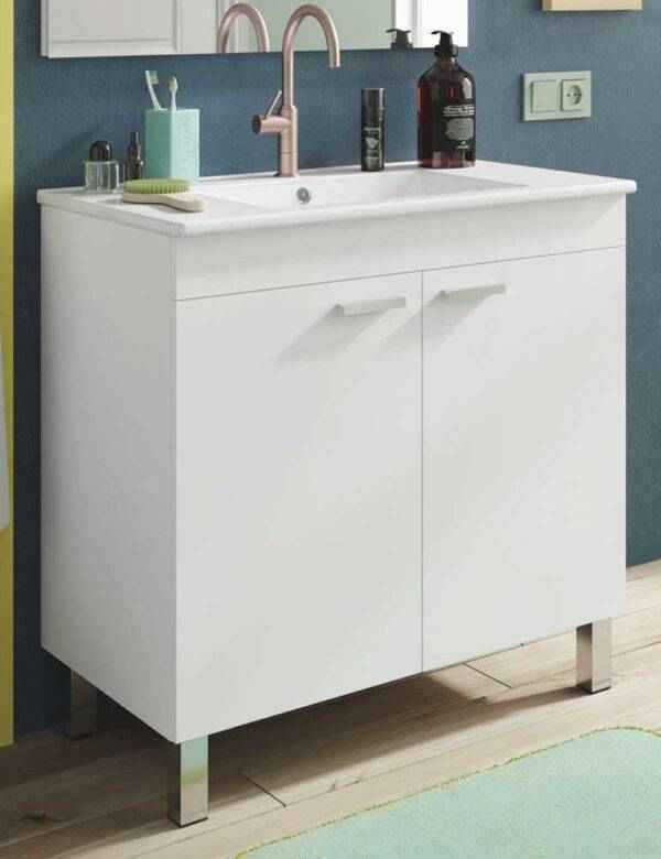 Mobile Bagno Atenea 80 2 Ante Bianco Lucido 80x45x80h