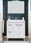 Mobile Bagno 80x45x80h Aktiva Bianco Lucido con Lavello e Specchio