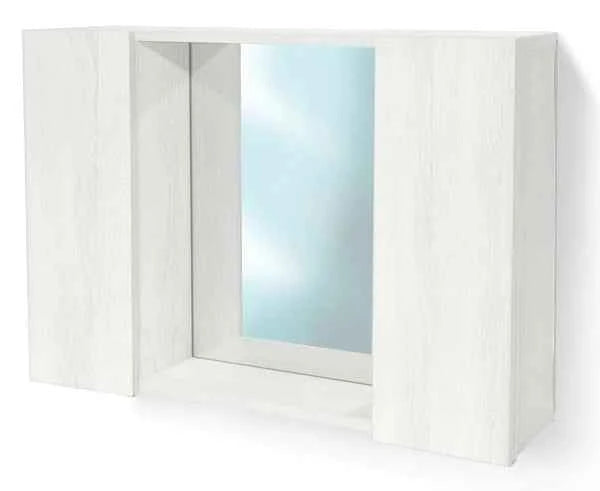 Mobile pensile bagno 60 cm – Specchio e 2 ante, bianco