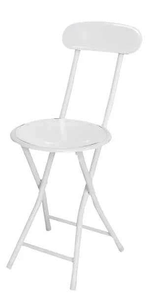 Sgabello alto richiudibile con spalliera – Pippo Glossy, bianco