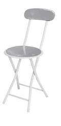 Sgabello alto richiudibile con spalliera – Pippo Glossy, grigio