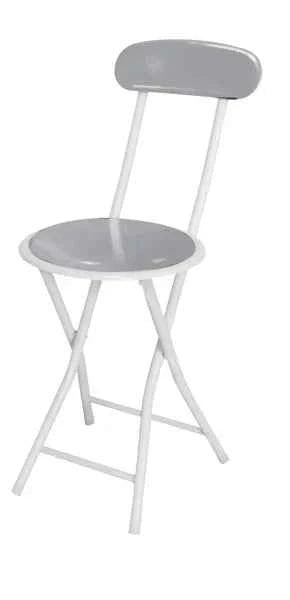Sgabello alto richiudibile con spalliera – Pippo Glossy, grigio