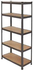 Scaffale in acciaio nero 5 ripiani – MDF, 90x40x180 cm, portata 175 kg