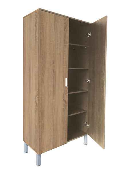 Armadio 2 ante tuttopiani 80x175 cm rovere nordico, 4 ripiani